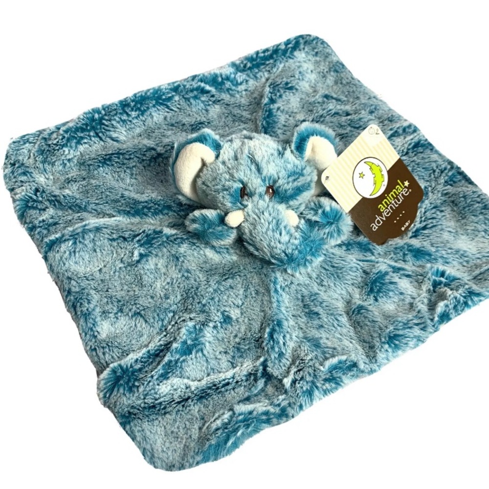 Animal Adventure Elephant Lovey Security Blanket Blue NWT